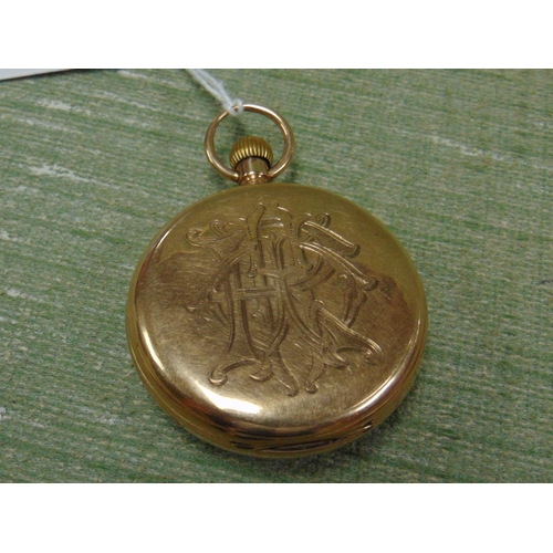 20 - Antique 9ct gold cased pocket watch, having enamel face and Roman numerals.