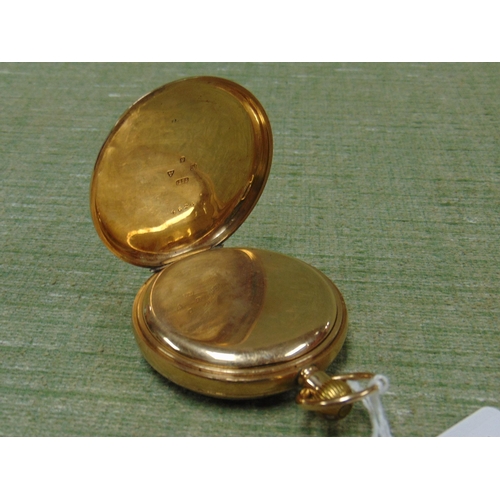 20 - Antique 9ct gold cased pocket watch, having enamel face and Roman numerals.