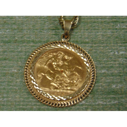 24 - 1976 sovereign, mounted as a pendant with chain, 19.5gms.