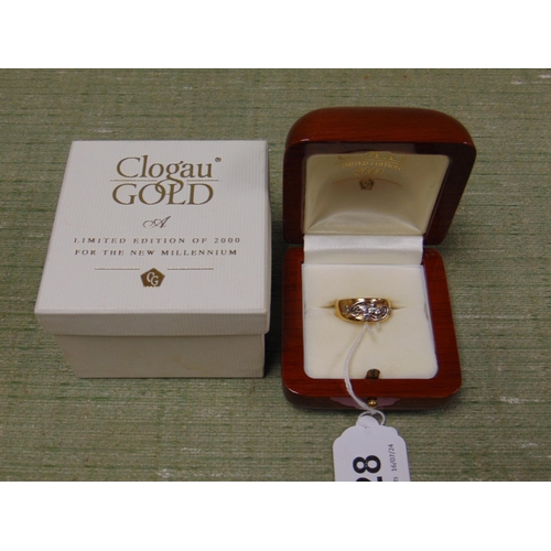 28 - Cased and boxed Clogau limited edition 18ct yellow gold and diamond millennium 2000 ring, No. 448, s... 