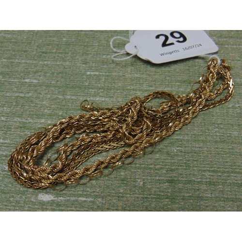 29 - Three 9 K marked necklaces, 13 gms inclusive