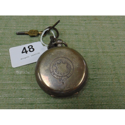 48 - Antique silver cased pocket watch, Morris Wartski, having enamel face and Roman numerals, maker John... 