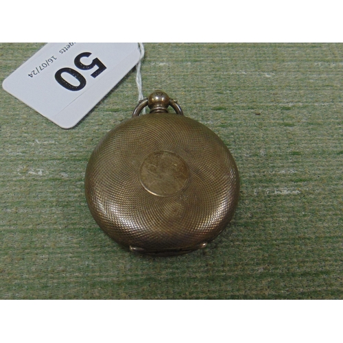 50 - Silver cased fob watch, maker J W Benson, London, 1886.