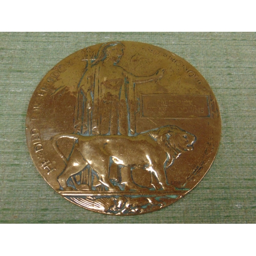 54 - Bronze death penny, commemorating Frederick Reuben Downs.