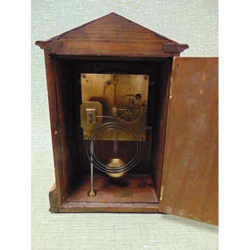 59 - Late 19th century inlaid walnut cased mantle clock, having enamel dial and Roman numerals, 12 x 8 x ... 