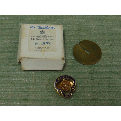 68 - Boxed 9ct gold Royal British Legion badge.