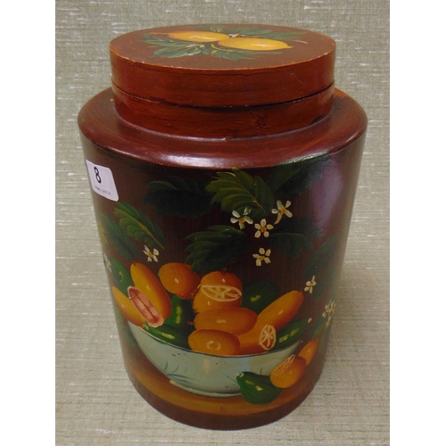 8 - Lidded container, decorated with lemons. 12