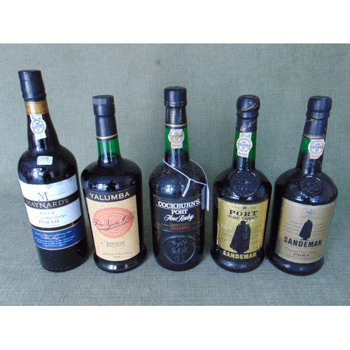 Bottle of Cockburns fine ruby port, two bottles of Sandeman port ...