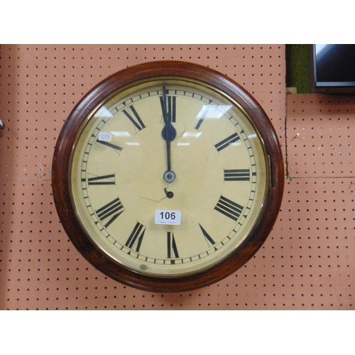 106 - Victorian mahogany cased dial clock,  having Roman numerals, 15