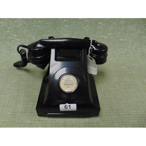 61 - Vintage bakelite telephone, Wrexham 4126