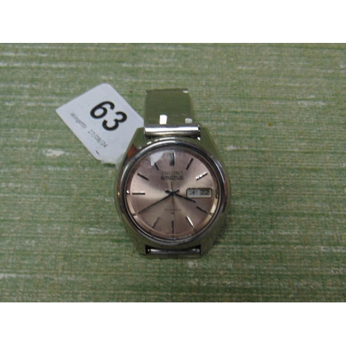 63 - Seiko automatic 21 jewel wristwatch.