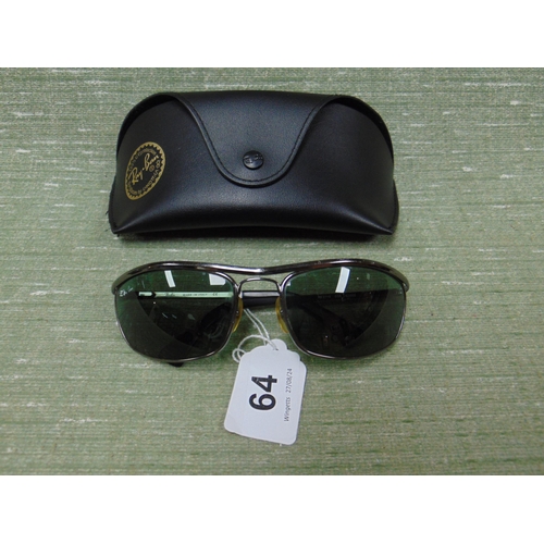 64 - Cased pair of Rayban  sunglasses.