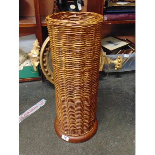 70 - Wicker cylindrical form stick stand, 24
