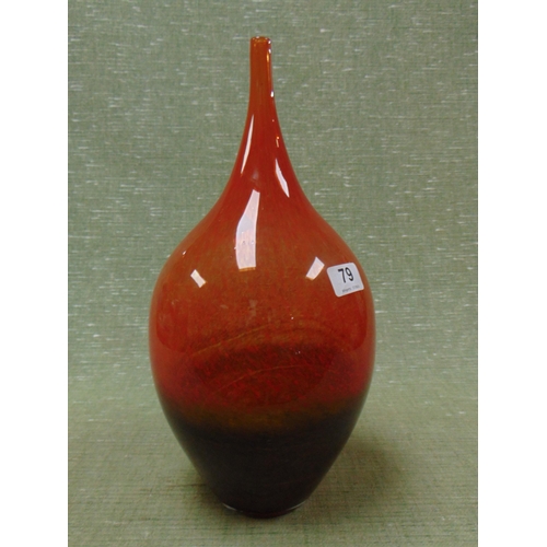 79 - Red coloured studio glass vase, 14