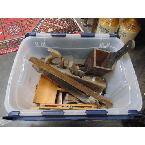 81 - Vintage wood plane, candle box, treen, etc.