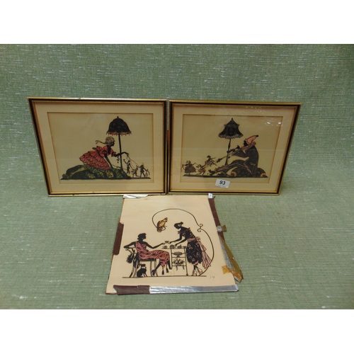 93 - Two framed and glazed collages and one other example.