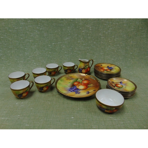 98 - Gilt edged floral decorated tea set.