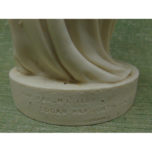 67 - Copeland Parian figure, Beatrice, after Edgar Papworth, titled to plinth base,  21.5