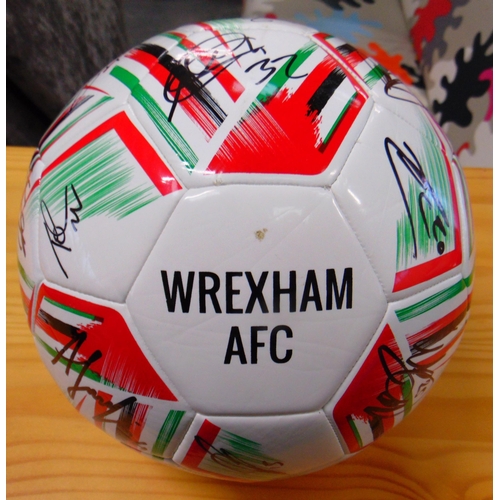 1 - Wrexham AFC football, signed by the players present at the Wrexham v Mansfield game, Friday 29th Mar... 