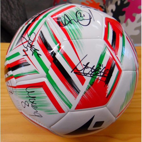 1 - Wrexham AFC football, signed by the players present at the Wrexham v Mansfield game, Friday 29th Mar... 