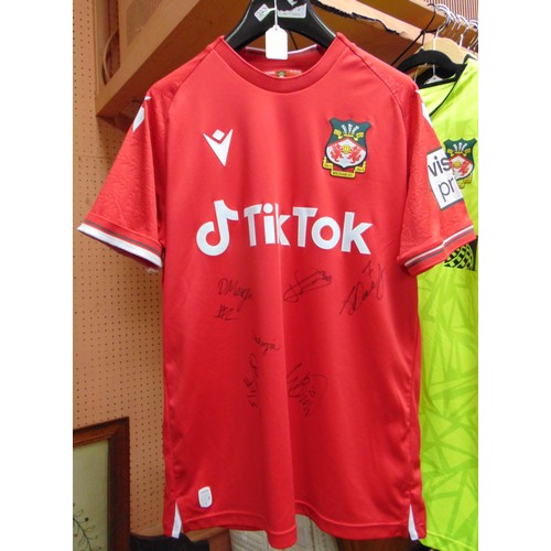 52 - Wrexham AFC home shirt, bearing various squad signatures, signed at the home match against Stockport... 