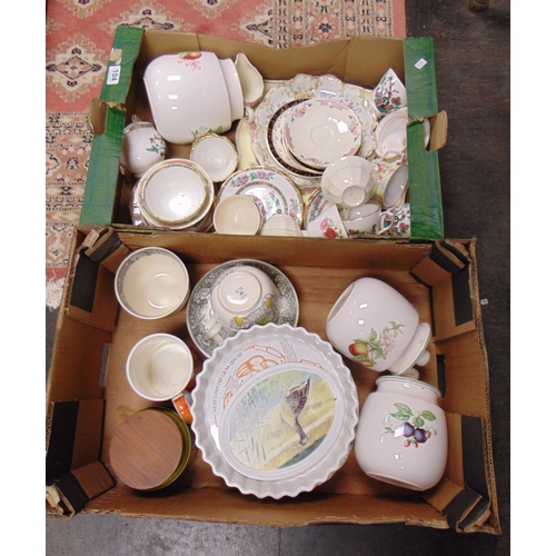 104 - Two boxes of mixed china.