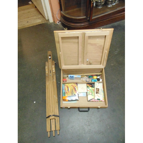 108 - Artists' easel and materials.