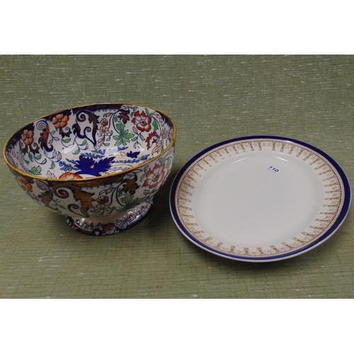 110 - Amhurst transfer bowl and an oval meat plate.