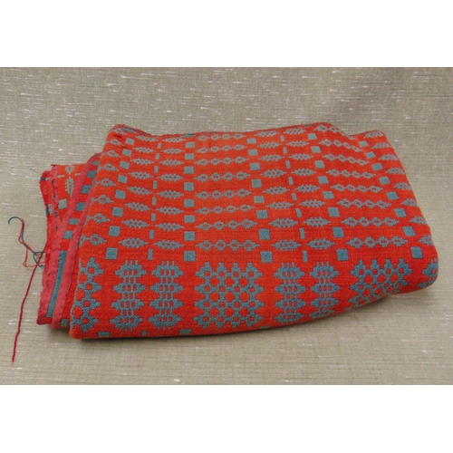 22 - Red and grey Welsh woollen blanket, 83 x 66