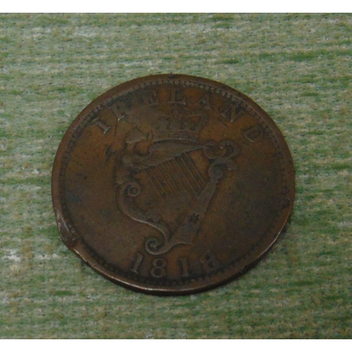 224 - Copper George III  Irish 1818 penny.