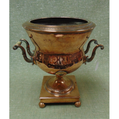 33 - Antique copper two handled samovar, converted, 14