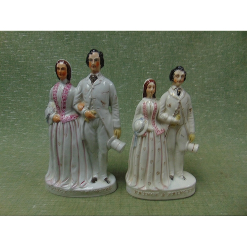 34 - Two 19th century Staffordshire flat back figure groups, Prince & Princess, the tallest 14