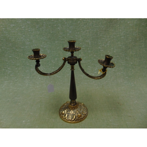 35 - Cast brass triple division candelabra, 14