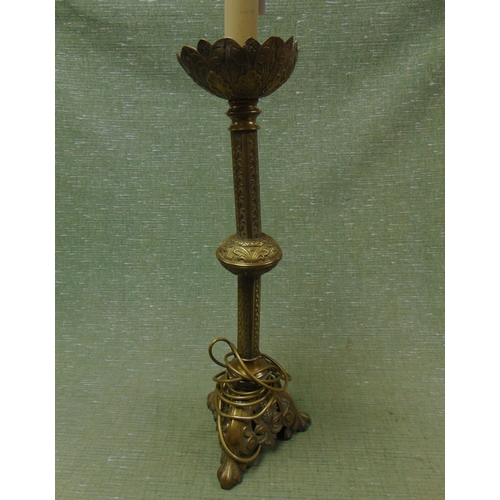 4 - Ecclesiastical brass candle holder, converted to electricity, 30