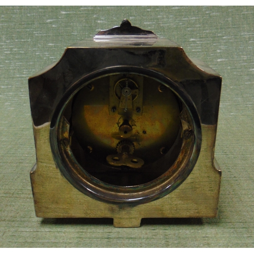 56 - Antique French mantle clock, contained in a plated case, 6