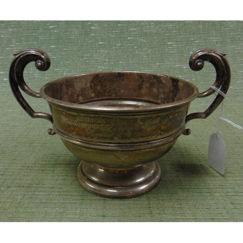 57 - Silver two handled trophy, maker Mappin & Webb, London 1915, 10.7 ozt.