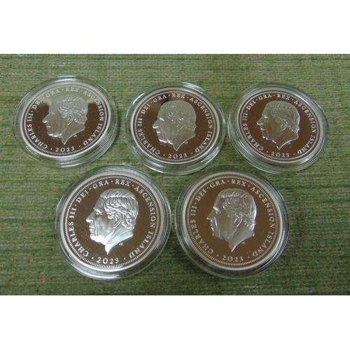 16 - Heritage coins, set of five crowns commemorating King Charles III, with certificates.