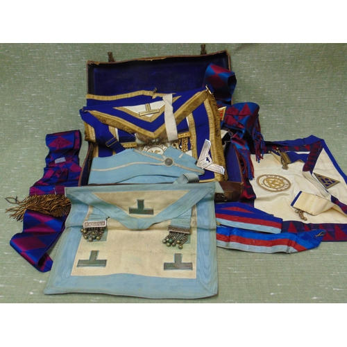 128 - Cased collection of Masonic regalia.