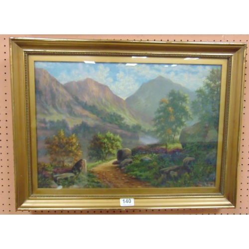 160 - H. Thompson 1920, two framed and glazed oil paintings, Mountain scapes, 13.5 x 19.5