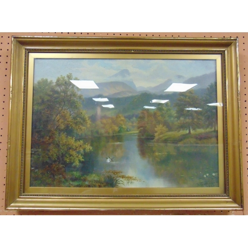 160 - H. Thompson 1920, two framed and glazed oil paintings, Mountain scapes, 13.5 x 19.5