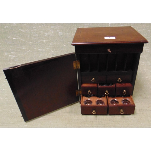 1 - Good antique inlaid mahogany table top apothecary cabinet, the lift up lid revealing a fitted interi... 