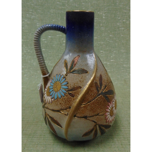 104 - Sarreguemines floral decorated jug. 9.5