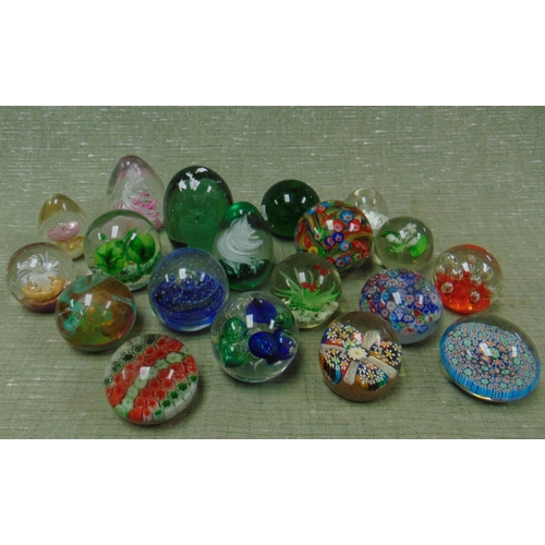 163 - Collection of coloured glass paperweights.