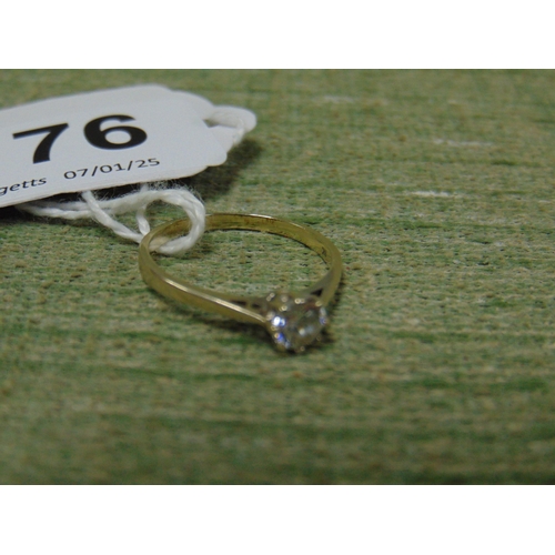 176 - Silver ring, set with clear stone, size O.