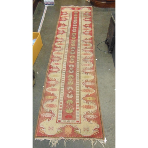 2 - Red and yellow ground Persian runner, having geometric pattern, 105 x28