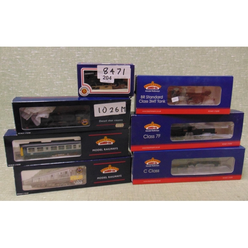 204 - Seven Bachmann Branch Line collectable model engines, 31-010, 8471, 1026 m, 21-461, 31-977, 32-902A.