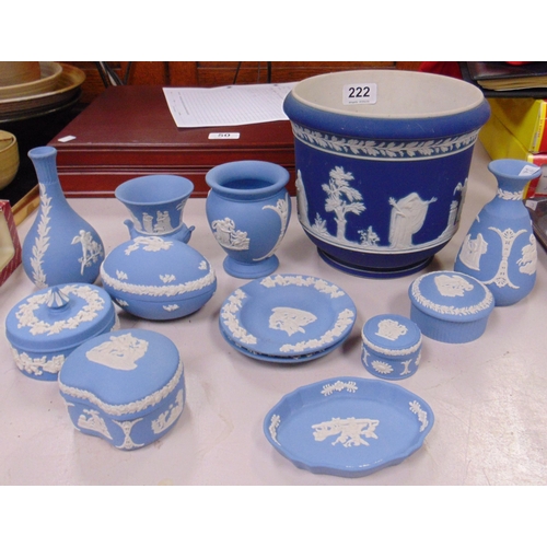 222 - Collection of Wedgwood blue Jasper ware.