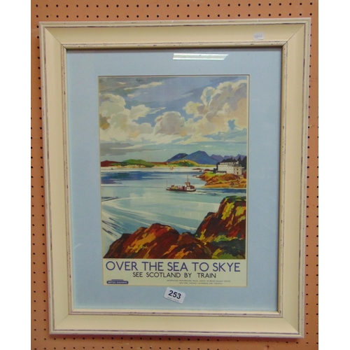 253 - Framed and glazed reproduction advertising poster, Over the sea to Skye.