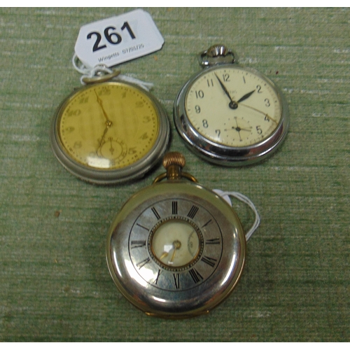 261 - Junghans pocket watch and two other examples.