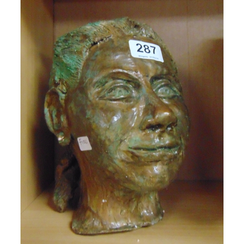 287 - Studio pottery bust, lady.